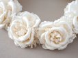 画像7: アンティーク シルクサテン 薔薇の布花のティアラ 花冠  エクリュ＆オフホワイト