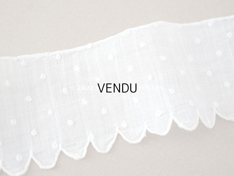 画像3: アンティーク  スカラップレース ドット手刺繍 オフホワイト 0.6m