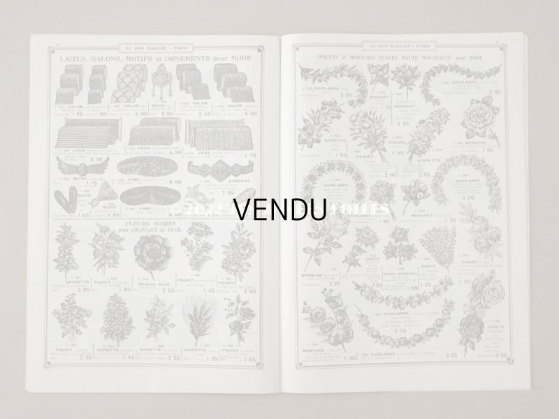 画像8: 1910年代 アンティーク ボンマルシェのカタログ 布花&フェザー&リボン - AU BON MARCHE -