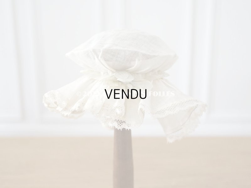 画像3: アンティーク ドール用　ボネ　パウダーグリーンのシルクリボン＆手編みのレース