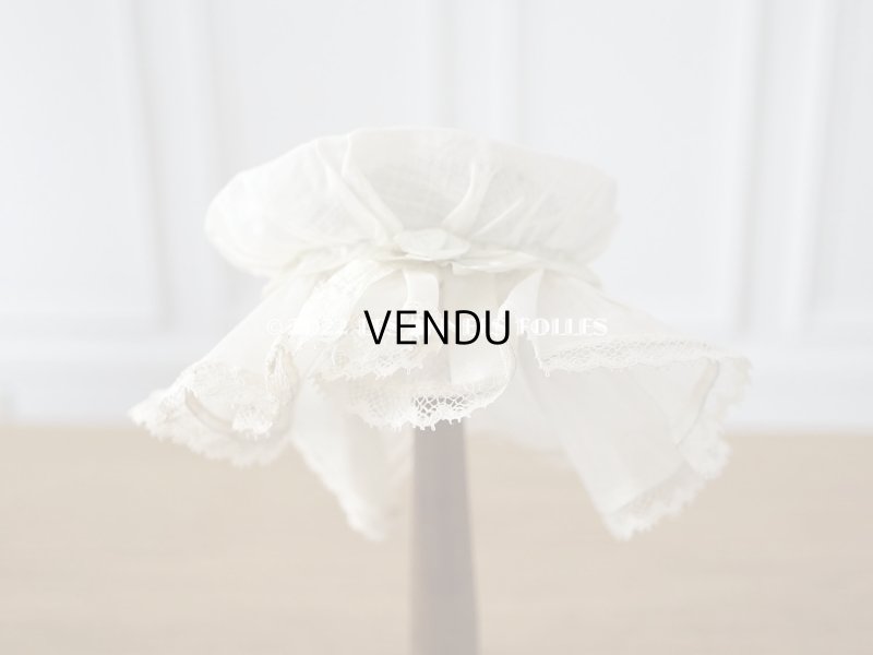 画像8: アンティーク ドール用　ボネ　パウダーグリーンのシルクリボン＆手編みのレース