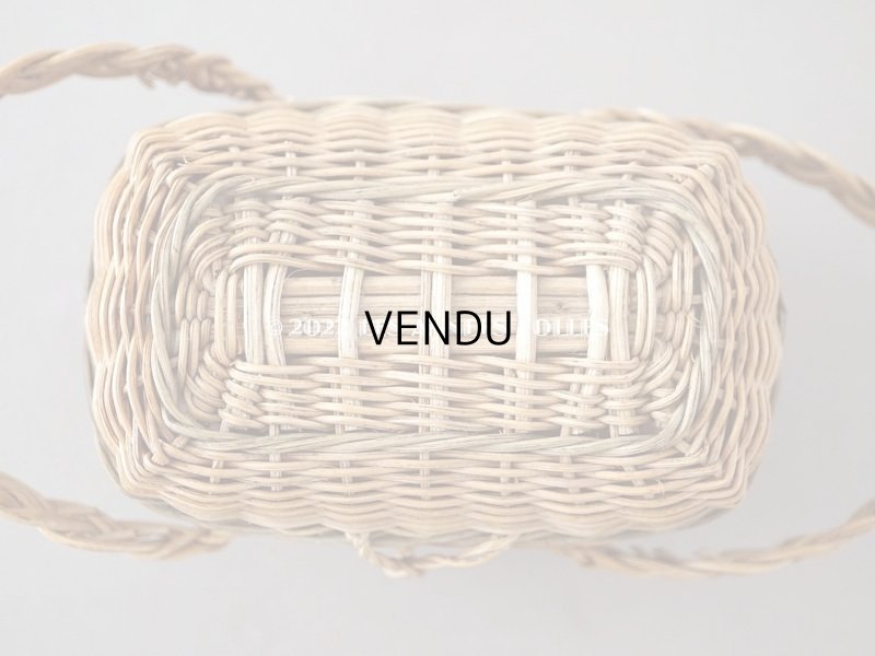 画像5: アンティーク ドール用 パニエ オリーブグリーンのライン入り