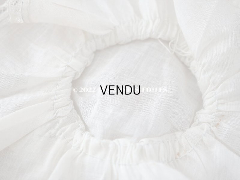 画像11: アンティーク ドール用　ボネ　パウダーグリーンのシルクリボン＆手編みのレース