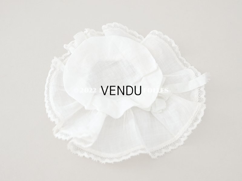 画像9: アンティーク ドール用　ボネ　パウダーグリーンのシルクリボン＆手編みのレース