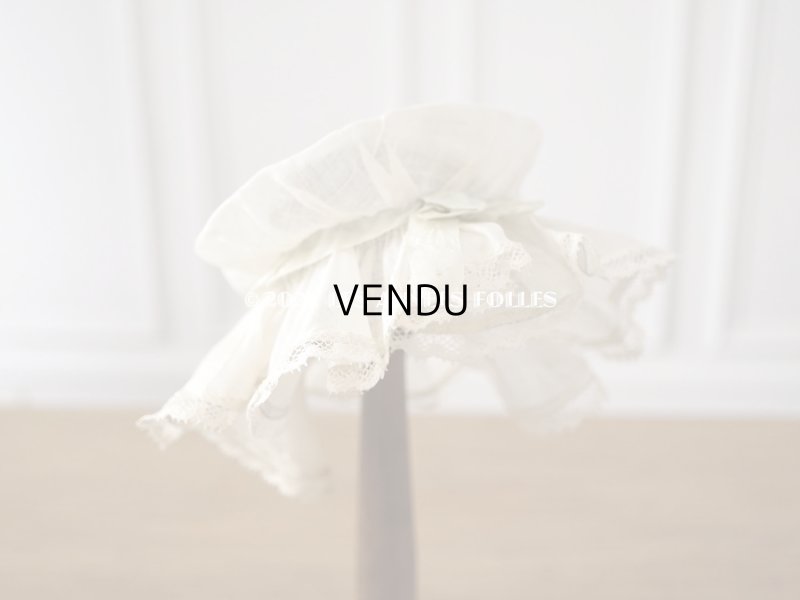 画像5: アンティーク ドール用　ボネ　パウダーグリーンのシルクリボン＆手編みのレース