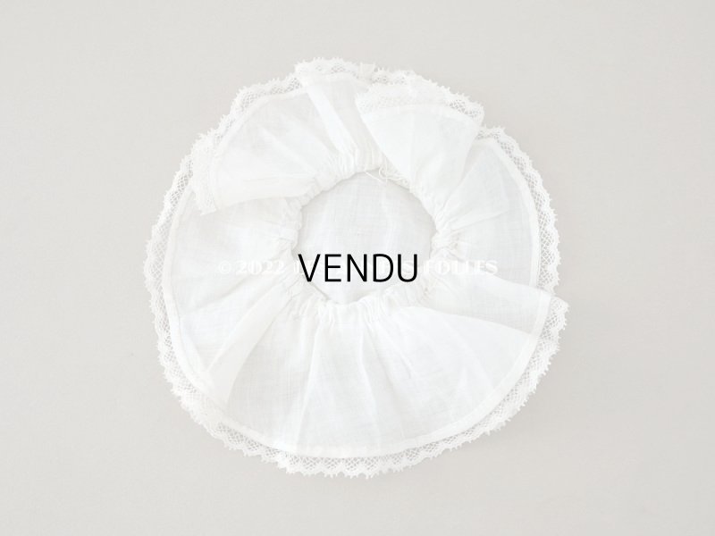 画像10: アンティーク ドール用　ボネ　パウダーグリーンのシルクリボン＆手編みのレース