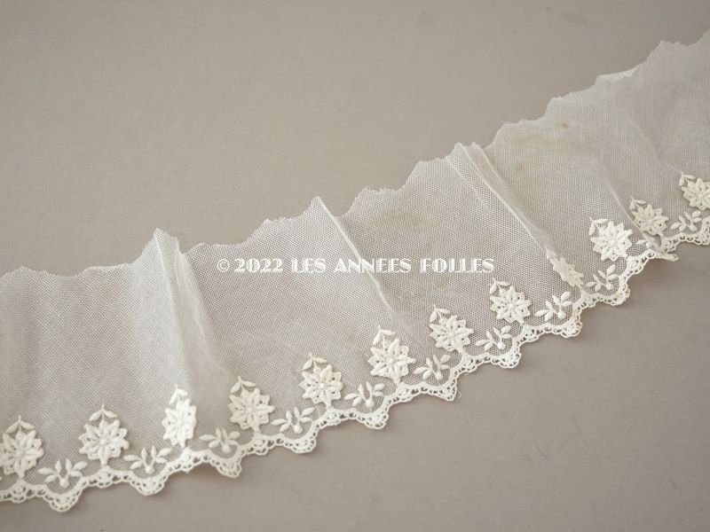 画像3: アンティーク  レース 花のモチーフ付き 生成り色  幅14cm