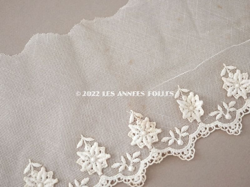 画像11: アンティーク  レース 花のモチーフ付き 生成り色  幅14cm