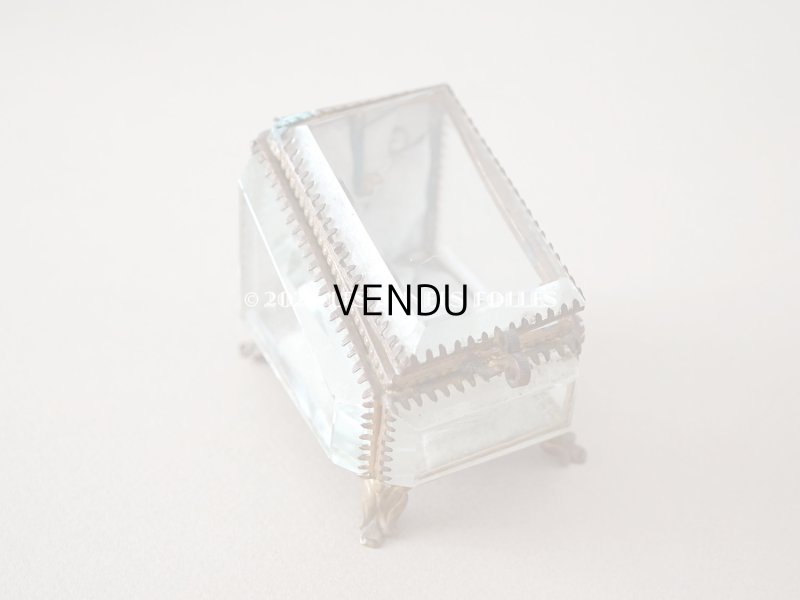 画像3: 19世紀末 アンティーク ジュエリーボックス  グレイッシュブルーのシルク製クッション 懐中時計