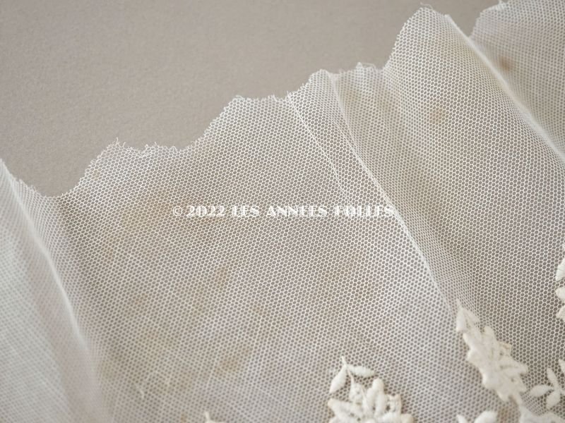 画像7: アンティーク  レース 花のモチーフ付き 生成り色  幅14cm