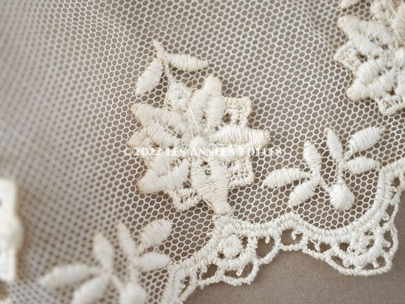 画像5: アンティーク  レース 花のモチーフ付き 生成り色  幅14cm