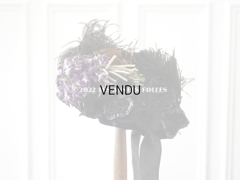 画像3: 19世紀 アンティーク  ベルギーの画家 Félicien Rops 婦人の遺品 菫の布花付き帽子