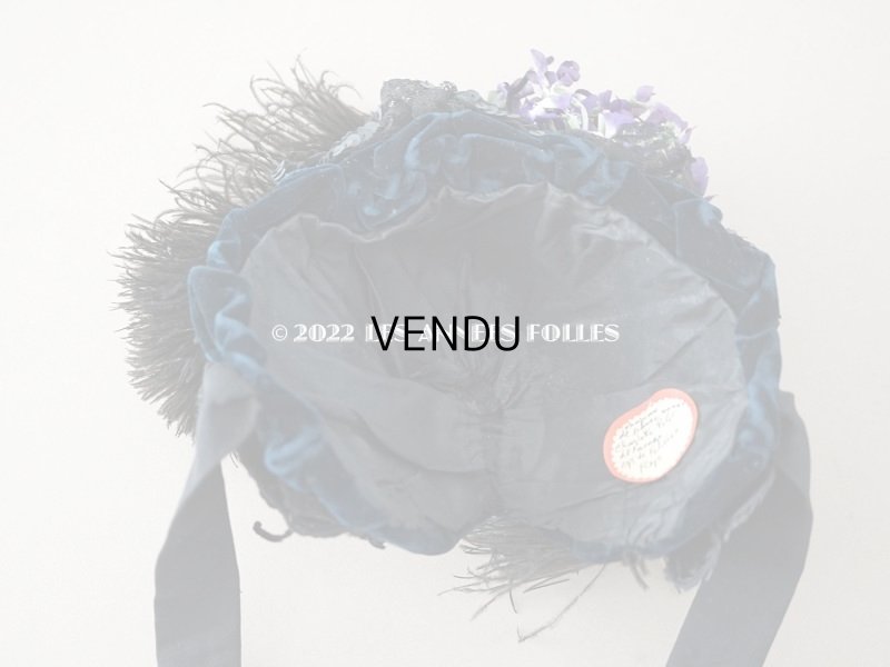 画像13: 19世紀 アンティーク  ベルギーの画家 Félicien Rops 婦人の遺品 菫の布花付き帽子