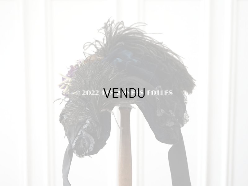 画像5: 19世紀 アンティーク  ベルギーの画家 Félicien Rops 婦人の遺品 菫の布花付き帽子