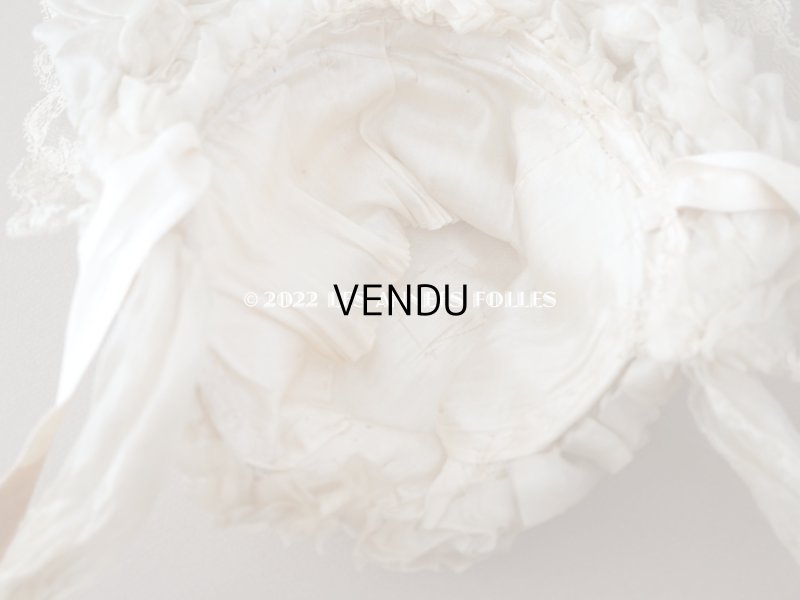 画像12: 19世紀末 アンティーク 小さな女の子の帽子 シルクシフォン&レース