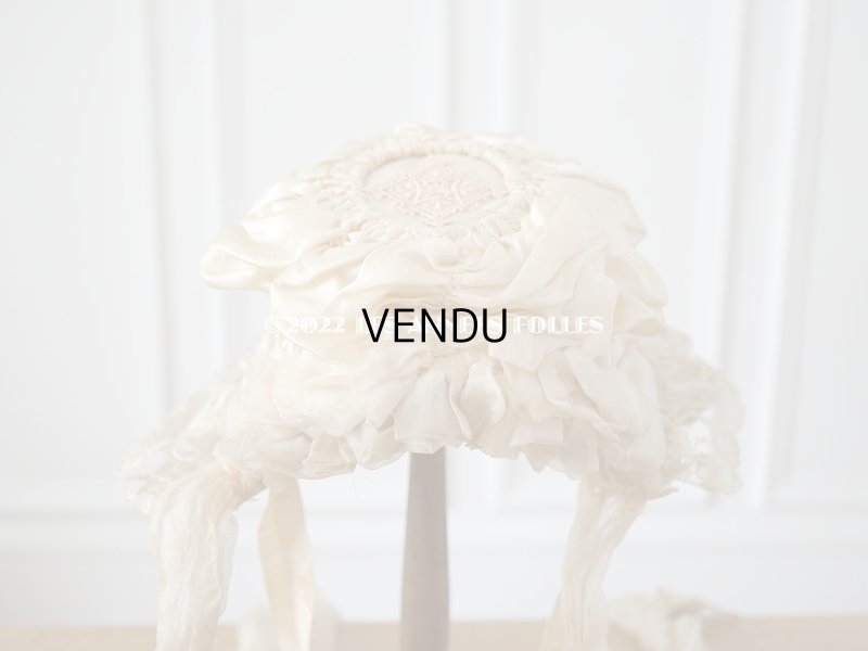 画像6: 19世紀末 アンティーク 小さな女の子の帽子 シルクシフォン&レース