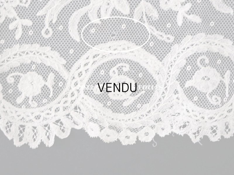 画像14: 1866年 アンティーク  結婚式のハンカチ アプリカシオン・アングルテール (ボビンレース)　