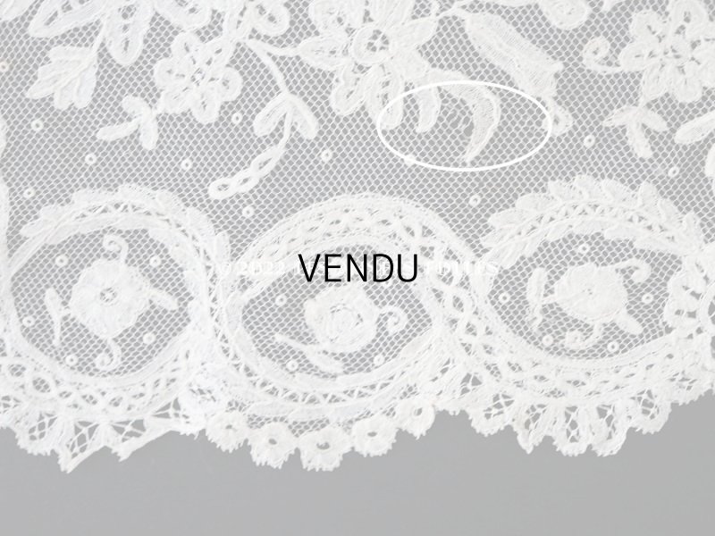 画像13: 1866年 アンティーク  結婚式のハンカチ アプリカシオン・アングルテール (ボビンレース)　