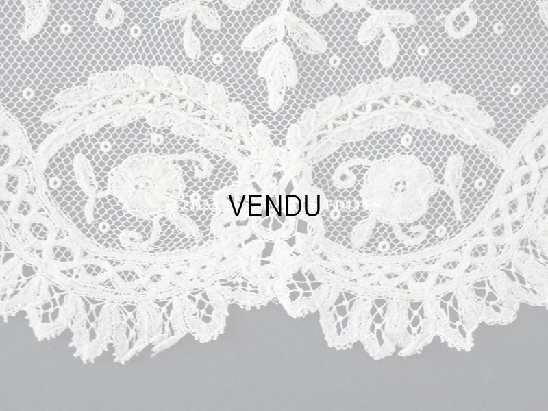 画像19: 1866年 アンティーク  結婚式のハンカチ アプリカシオン・アングルテール (ボビンレース)　