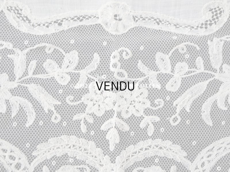 画像20: 1866年 アンティーク  結婚式のハンカチ アプリカシオン・アングルテール (ボビンレース)　