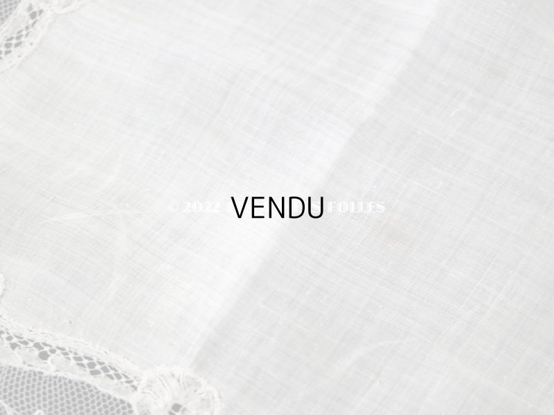 画像11: 1866年 アンティーク  結婚式のハンカチ アプリカシオン・アングルテール (ボビンレース)　