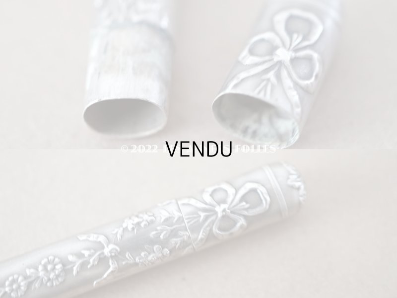 画像7: 1900年頃 アンティーク シルバー製 リボン&花のガーランド ソーイングセット 裁縫道具