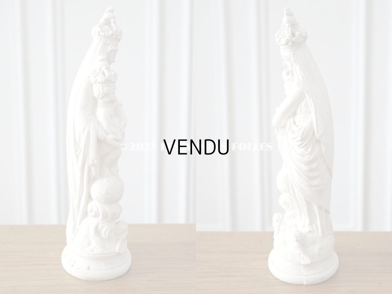 画像12: 1900年代 アンティーク 聖母マリア＆幼いキリストの石膏像