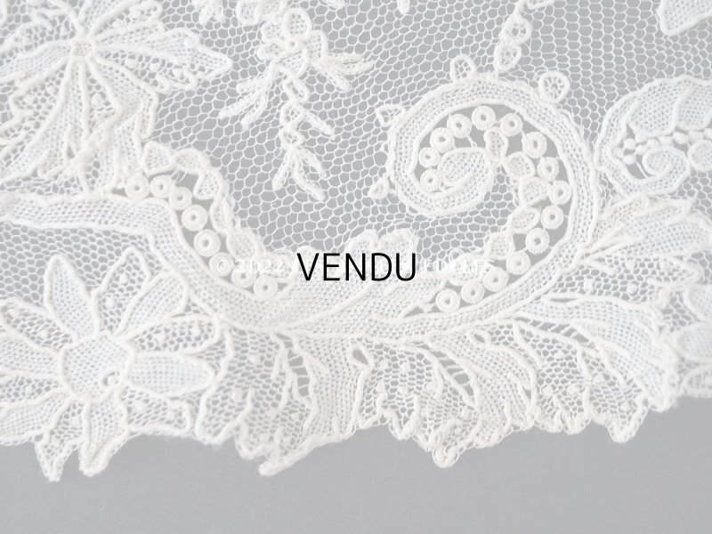 画像6: 19世紀 アンティーク ポワンドガーズ 結婚式のハンカチ モノグラムの刺繍入り 【 ポワン・ド・ガーズ 】