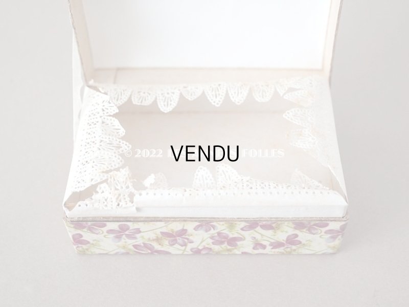 画像9: 19世紀 アンティーク 菫のお菓子箱 チョコレートボックス レースペーパー付