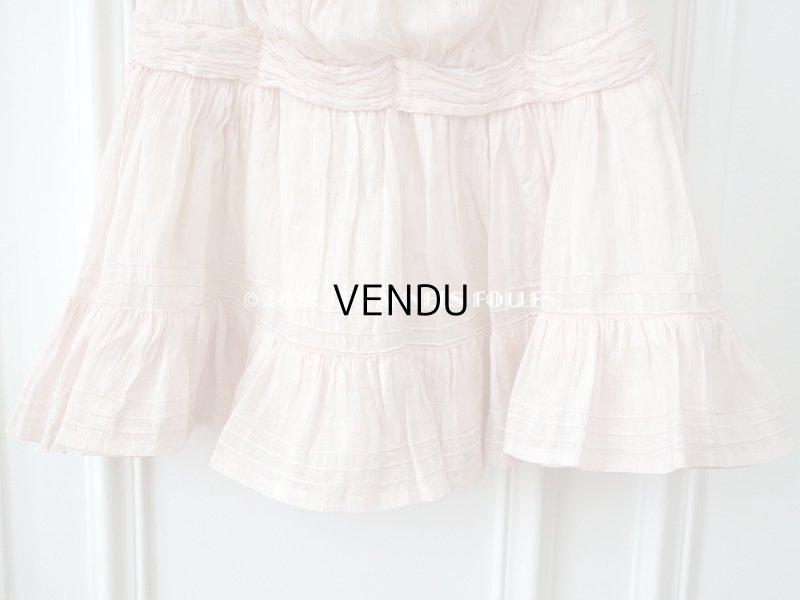 画像7: 1900年頃 アンティーク 小さな女の子のドレス ピンクのストライプ柄 レース付き