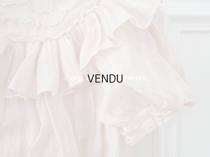 画像5: 1900年頃 アンティーク 小さな女の子のドレス ピンクのストライプ柄 レース付き