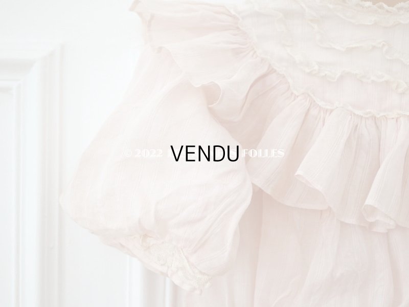 画像4: 1900年頃 アンティーク 小さな女の子のドレス ピンクのストライプ柄 レース付き