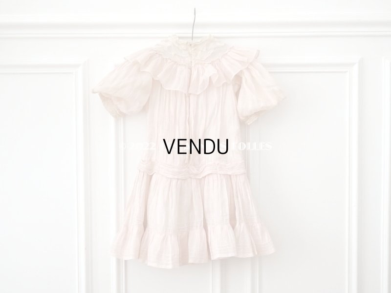 画像10: 1900年頃 アンティーク 小さな女の子のドレス ピンクのストライプ柄 レース付き