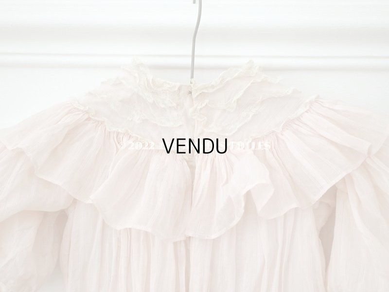 画像11: 1900年頃 アンティーク 小さな女の子のドレス ピンクのストライプ柄 レース付き