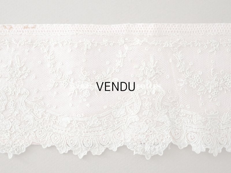 画像12: 18世紀 アンティーク ニードルレース アランソンレース 薔薇のガーランド 89cm 9cm幅 ポワン・ダランソン