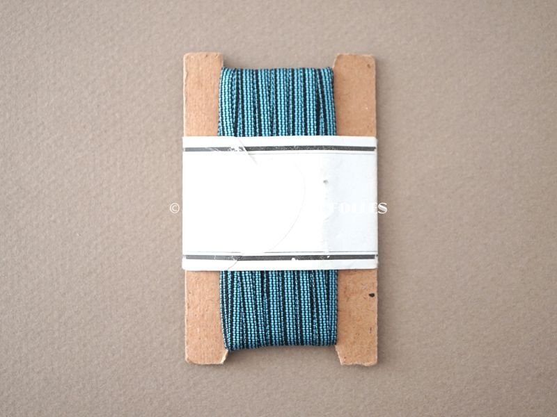 画像11: 未使用 アンティーク 極細3mm シルク製 リボン 格子柄　ブルー＆ブラック 10m 