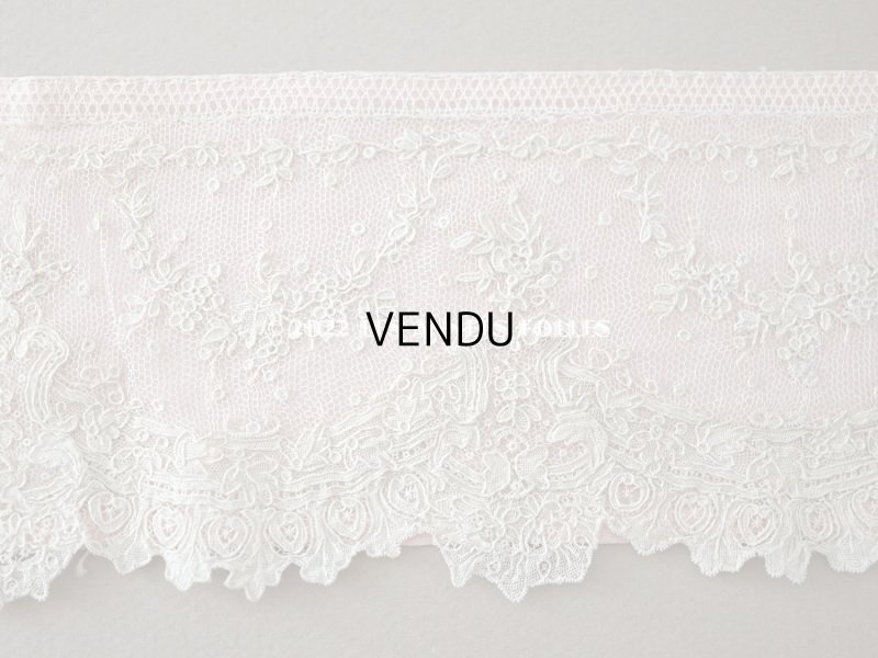 画像13: 18世紀 アンティーク ニードルレース アランソンレース 薔薇のガーランド 89cm 9cm幅 ポワン・ダランソン