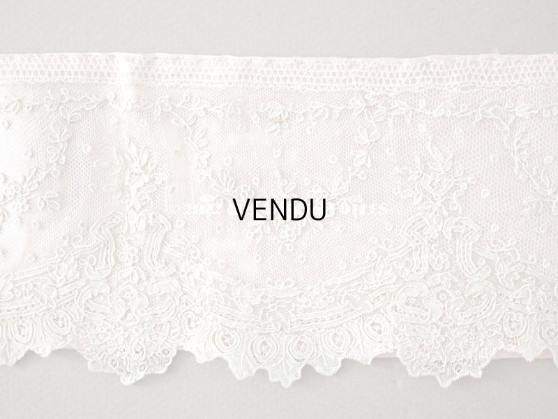 画像18: 18世紀 アンティーク ニードルレース アランソンレース 薔薇のガーランド 89cm 9cm幅 ポワン・ダランソン