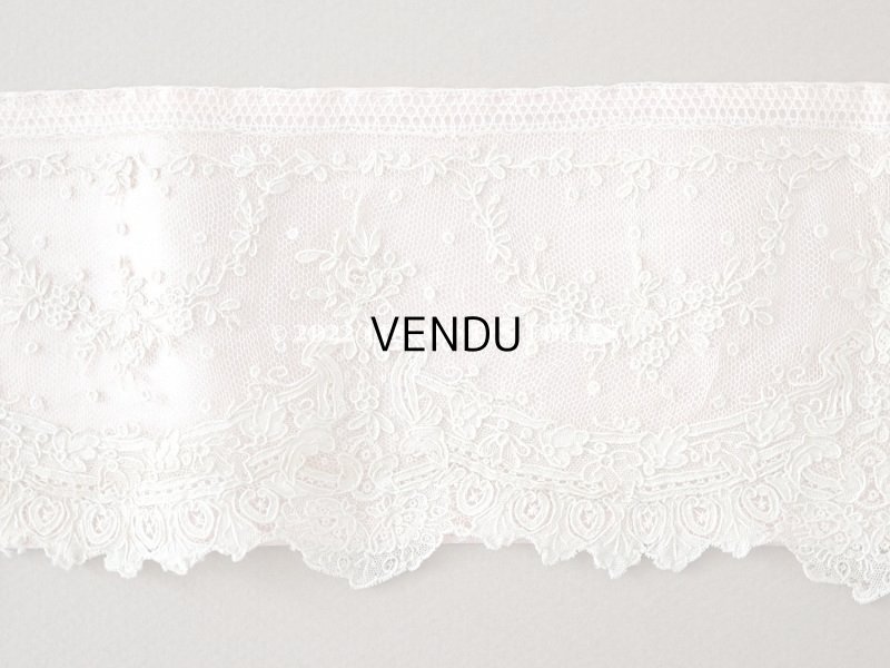 画像17: 18世紀 アンティーク ニードルレース アランソンレース 薔薇のガーランド 89cm 9cm幅 ポワン・ダランソン