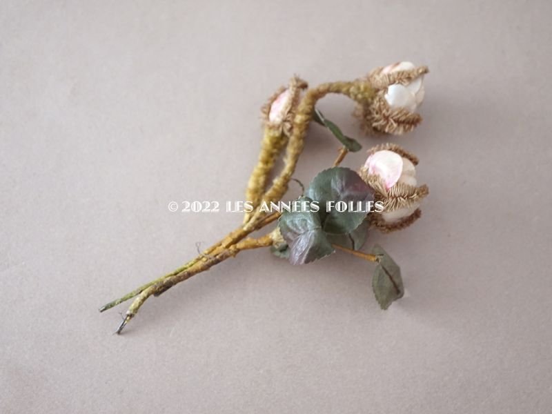 画像4: 19世紀　ナポレオン3世時代 アンティーク 薔薇のブーケの布花　パウダーピンク