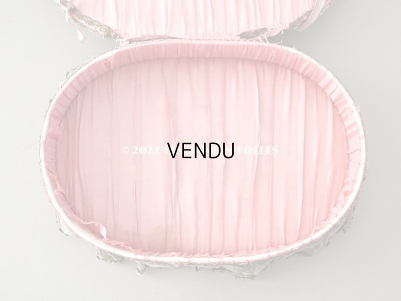 画像17: アンティーク シルク製　ロココモチーフ＆花かごのレース&ロココトリム カルトナージュボックス 