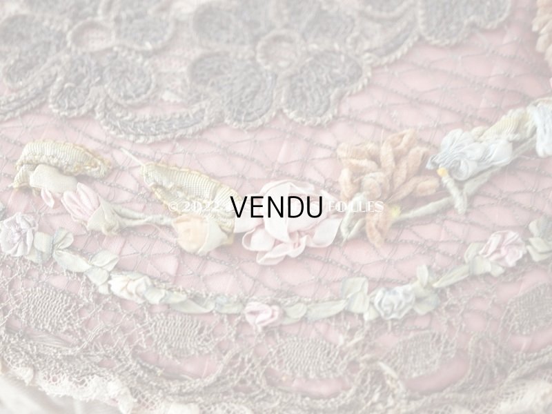 画像9: アンティーク シルク製　ロココモチーフ＆花かごのレース&ロココトリム カルトナージュボックス 