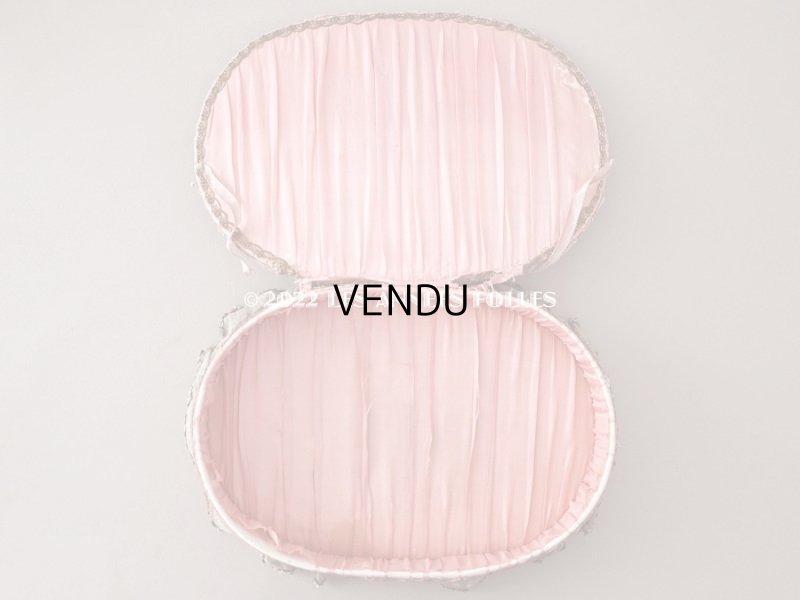 画像15: アンティーク シルク製　ロココモチーフ＆花かごのレース&ロココトリム カルトナージュボックス 