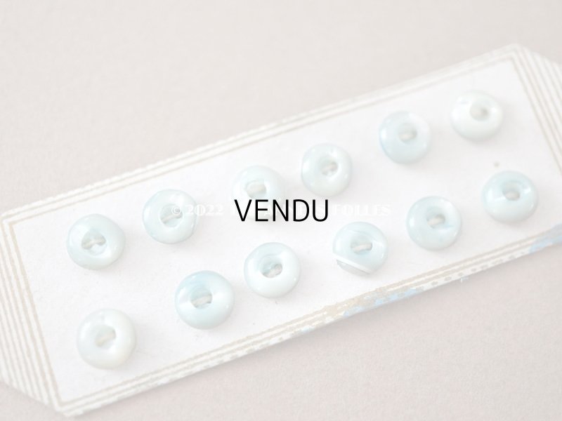 画像4: 1920年 アンティーク マザーオブパール製 極小 ボタン 6mm 12ピース シェルボタン ブルー