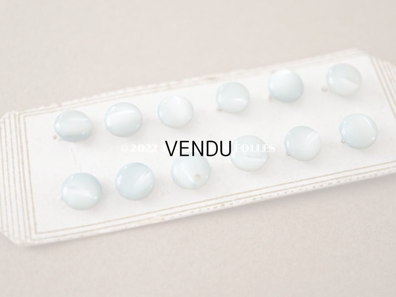 画像9: 1920年 アンティーク マザーオブパール製 極小 ボタン 6mm 12ピース シェルボタン ブルー