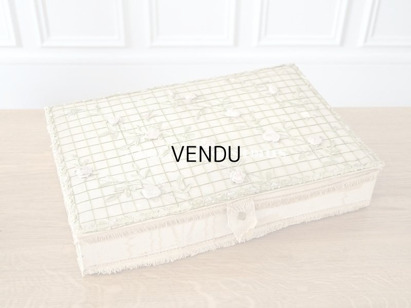 画像3: アンティーク 薔薇のロココモチーフのガーランド 大きなカルトナージュボックス パウダーピンク 48×32.5×9.5cm