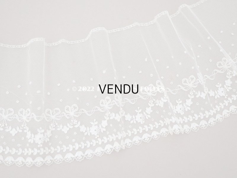 画像10: アンティーク リボン＆花のガーランド 小さなポンポン付 幅広レース   幅18cm