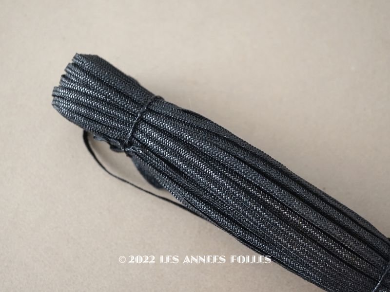 画像1: アンティーク 極細3.5mm幅　ドールハット用 帽子用 ブレード ストロー素材風 約57m 黒