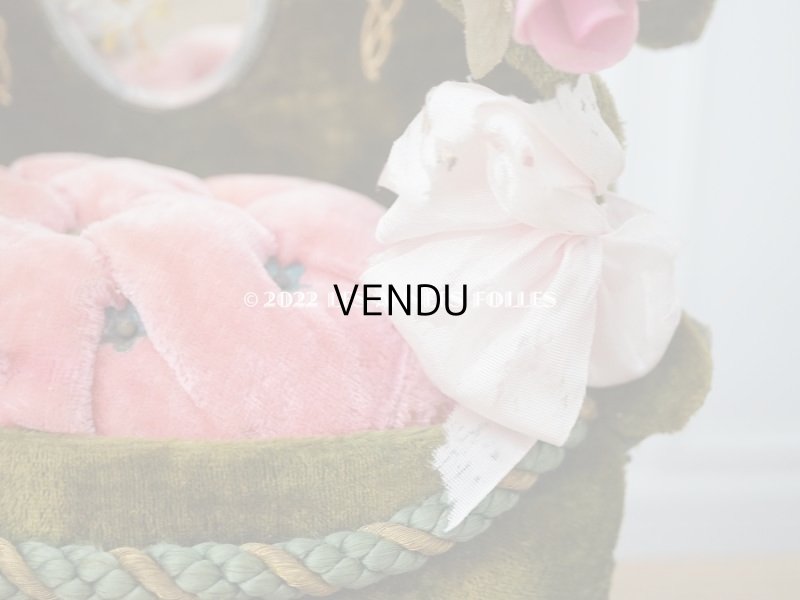 画像12: 1900年頃 アンティーク  グローブ・ド・マリエのパニエ型クッション  アイリスの花