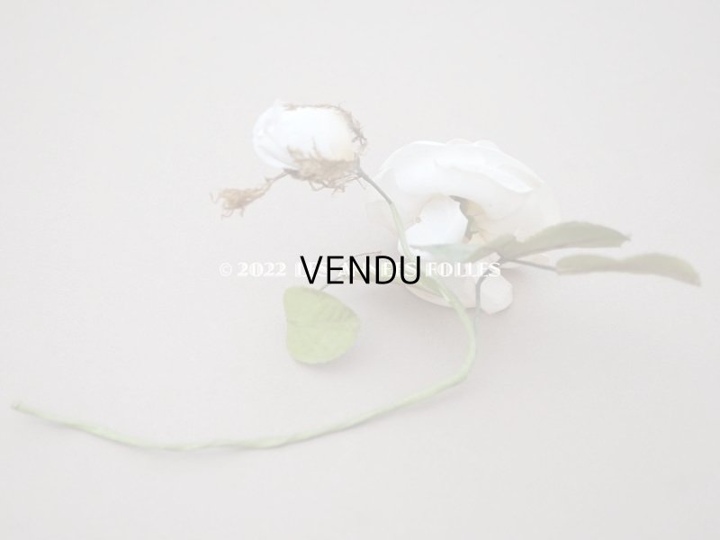 画像13: 19世紀 アンティーク 白薔薇の布花 